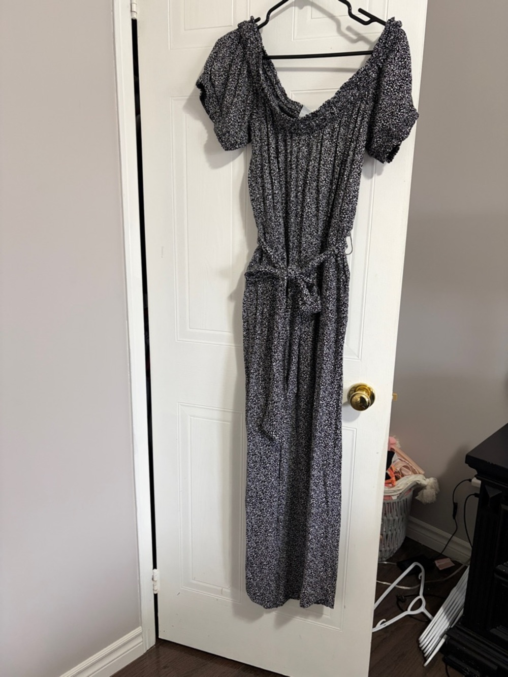 Old Navy Black & White Floral Jumpsuit